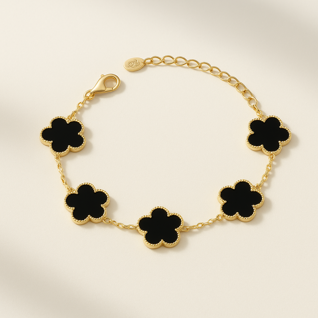 PULSERA TRÉBOL ORO NEGRO