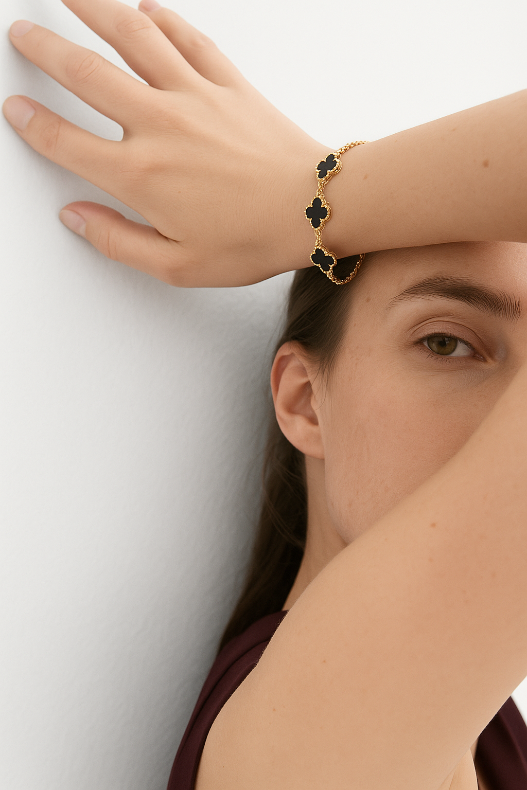 PULSERA TRÉBOL ORO NEGRO